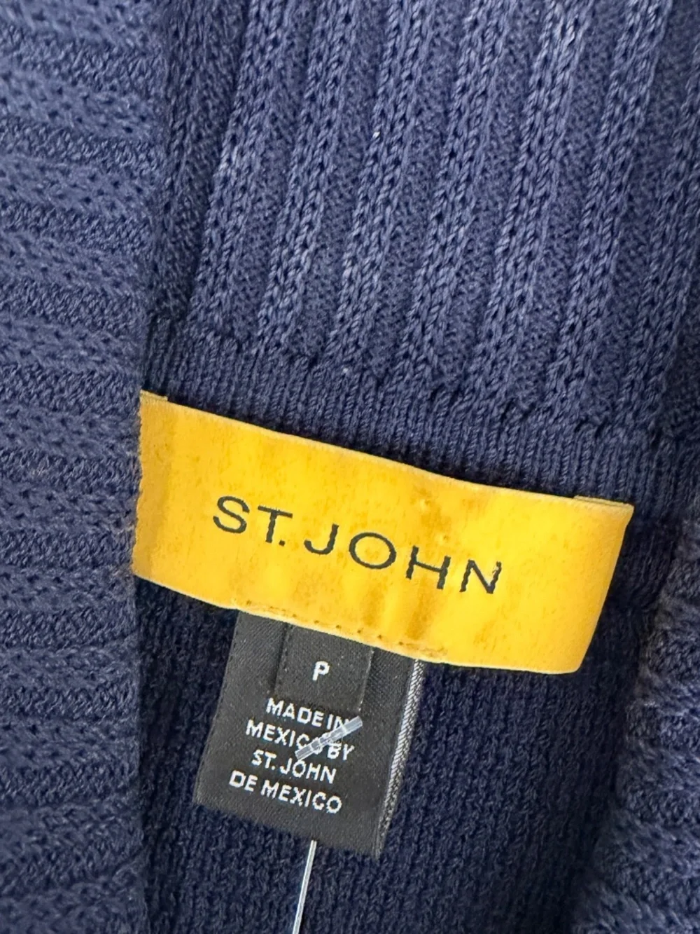 St. John Navy Blue Open Cardigan With Layered Collar Size Petite